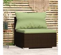 Tuinmiddenbank met kussens poly rattan bruin317559