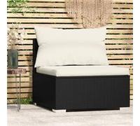 Tuinmiddenbank met kussens poly rattan zwart317493