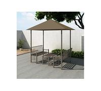 vidaXL Tuinpaviljoen met tafel en bankjes 180 g/m² 2,5x1,5x2,4 m taupe 312222