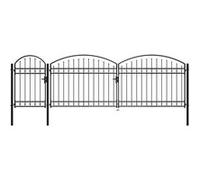 vidaXL Tuinpoort met gebogen bovenkant 2x5 m staal zwart144372 Noir G