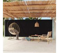 vidaXL Auvent Latéral Rétractable de Patio Ecran de Jardin Ecran d'Intimité Terrasse Balcon Extérieur Résistance aux UV 200x600 cm Noir