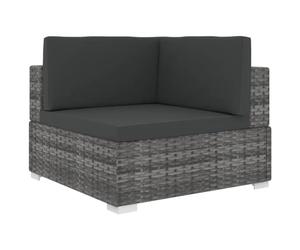 vidaXL Tuinstoel met kussens hoeksectie poly rattan grijs
