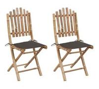 Tuinstoelen 2 st inklapbaar met kussens bamboe3063995