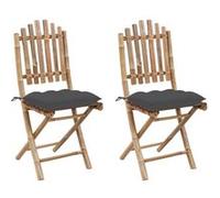 vidaXL Chaises de jardin pliables bamboe3064002 G 2 pcs bambou avec coussins