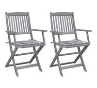 Vidaxl Chaises Pliables D'extérieur 2 Pcs Avec Coussins Bois D'acacia