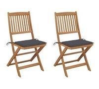 Vidaxl Chaises Pliables De Jardin 2 Pcs Avec Coussins Bois D'acacia