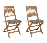 Vidaxl Chaises Pliables De Jardin 2 Pcs Avec Coussins Bois D'acacia