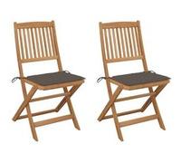 vidaXL Tuinstoelen 2 st inklapbaar met kussens massief acaciahout3064652 G