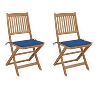 Chaises pliables de jardin 2 pcs avec coussins Bois d'acacia