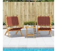 vidaXL Tuinstoelen 2 st inklapbaar met tafel massief hout rood3214220 G