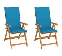 vidaXL Tuinstoelen 2 st met blauwe kussens massief teakhout3062380 Bleu G
