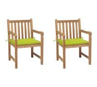 Vidaxl Chaises De Jardin Lot De 2 Avec Coussins Vert Vif Teck Massif Vert