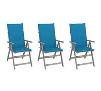 vidaXL Tuinstoelen 3 st verstelbaar met kussens massief acaciahout3064732 Bleu G
