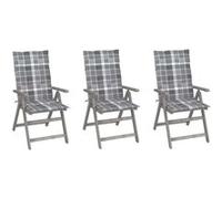 Tuinstoelen 3 st verstelbaar met kussens massief acaciahout3064742