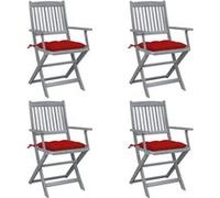 Tuinstoelen 4 st inklapbaar met kussens massief acaciahout3064530