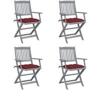 Tuinstoelen 4 st inklapbaar met kussens massief acaciahout3064533