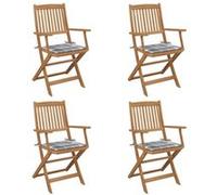 Vidaxl Chaises Pliables De Jardin 4 Pcs Avec Coussins Bois D'acacia