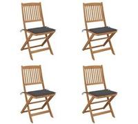 vidaXL Tuinstoelen 4 st inklapbaar met kussens massief acaciahout3064671 G