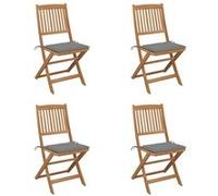Lot de 4 Chaises Pliables de Jardin avec Coussins Siège Bois d'Acacia vidaXL