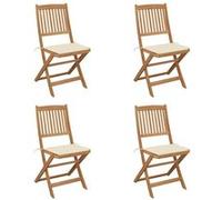 Vidaxl Chaises Pliables De Jardin 4 Pcs Avec Coussins Bois D'acacia