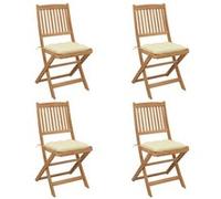 Vidaxl Chaises Pliables De Jardin 4 Pcs Avec Coussins Bois D'acacia