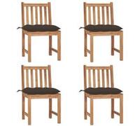 Tuinstoelen 4 st met kussens massief teakhout3073111