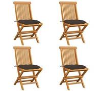 vidaXL Tuinstoelen 4 st met taupe kussens massief teakhout3062591 Bois G