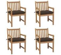 Lot de 6 Chaises de Jardin avec Coussins Siège Gris Bois de Teck Solide vidaXL