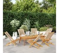 Tuinstoelen 6 st inklapbaar massief acaciahout beige3214635