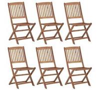 vidaXL Lot de 6 Chaises Pliables de Jardin, Sièges de Terrasse, Chaises de Balcon, Meubles de Patio Extérieur, Bois d'Acacia Solide