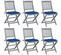 vidaXL 6X Bois d'Acacia Chaises Pliables d'Extérieur avec Coussins Sièges de Salle à Manger de Terrasse Chaises à Dîner de Patio Chaises de Jardin