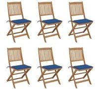 Vidaxl Chaises Pliables De Jardin 6 Pcs Avec Coussins Bois D'acacia