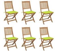Vidaxl Chaises Pliables De Jardin 6 Pcs Avec Coussins Bois D'acacia