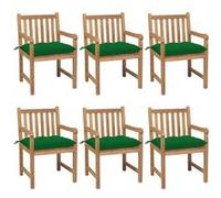 Lot de 6 Chaises de Jardin avec Coussins Siège Blanc Crème Teck Solide vidaXL