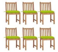 Lot de 6 Chaises de Jardin avec Coussins Siège Bois de Teck Massif vidaXL