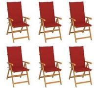 Chaises De Jardin 6 Pcs Avec Coussins Rouge Bois De Teck Vidaxl Vidaxl