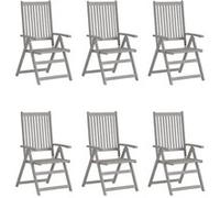 vidaXL Tuinstoelen 6 st verstelbaar massief acaciahout grijs3065518 Gris G