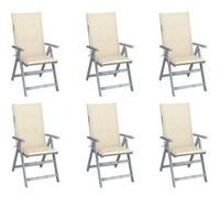 Tuinstoelen 6 st verstelbaar met kussens massief acaciahout3065319