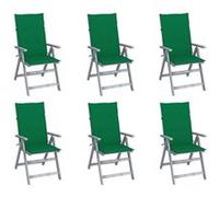 Tuinstoelen 6 st verstelbaar met kussens massief acaciahout3065322