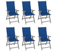 Tuinstoelen 6 st verstelbaar met kussens massief acaciahout3065327