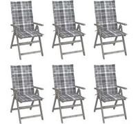 Lot de 8 Chaises Inclinables de Jardin avec Coussins Siège Gris Acacia vidaXL