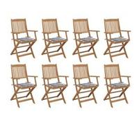 vidaXL Tuinstoelen 8 st inklapbaar met kussens massief acaciahout3075099 G