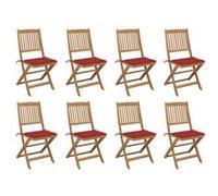 Vidaxl Chaises Pliables D'extérieur Et Coussins Lot De 8 Bois D'acacia