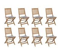 Vidaxl Chaises Pliables D'extérieur Avec Coussins 8 Pcs Bois D'acacia