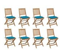 vidaXL Lot de 8 Chaises Pliables d'Extérieur avec Coussins, Sièges de Terrasse, Chaises de Salle à Manger, Meubles de Patio Jardin, Bois d'Acacia