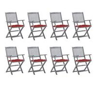 Tuinstoelen 8 st inklapbaar met kussens massief acaciahout3078283