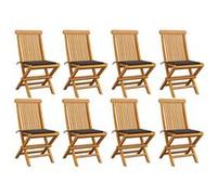 Lot de 4 Chaises de Jardin avec Coussins Siège Anthracite Bois de Teck vidaXL