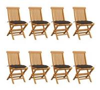 vidaXL Chaises de jardin 8 pièces avec coussins Bois de teck massif Taupe