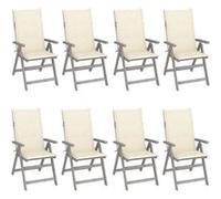 Tuinstoelen 8 st verstelbaar met kussens acaciahout grijs3075143