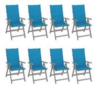 Tuinstoelen 8 st verstelbaar met kussens acaciahout grijs3075145